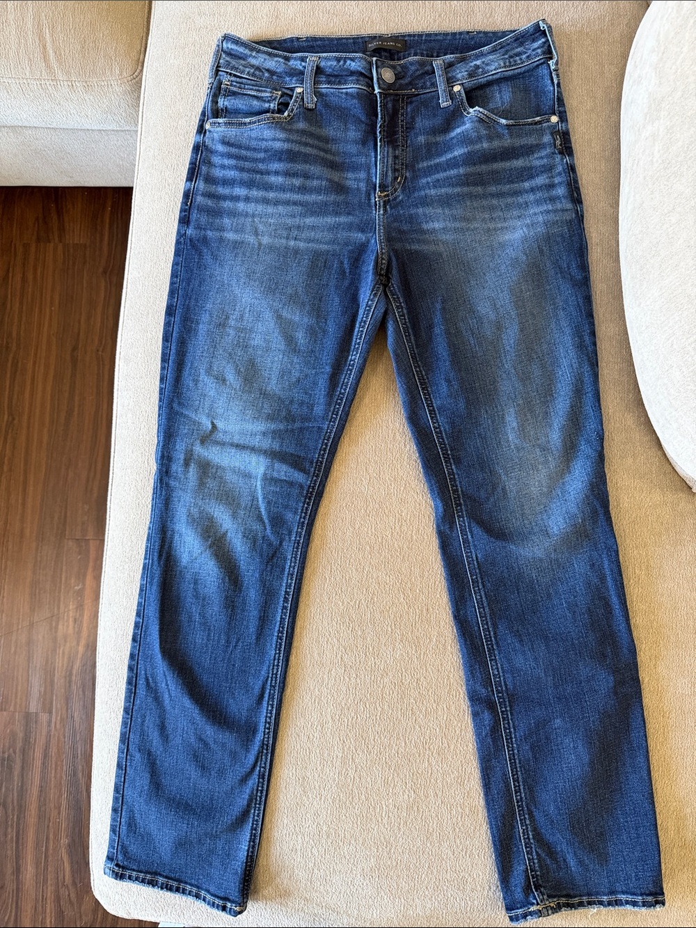 Silver Jeans Women Straight Leg Dark Blue Denim Jeans